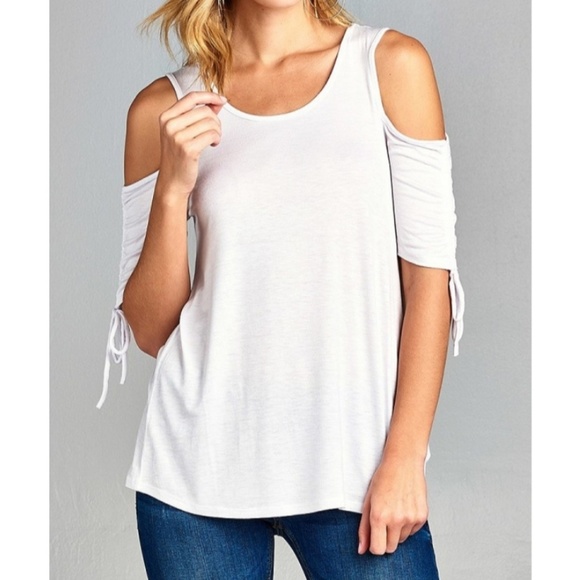 White Cold Shoulder Top - Picture 1 of 5